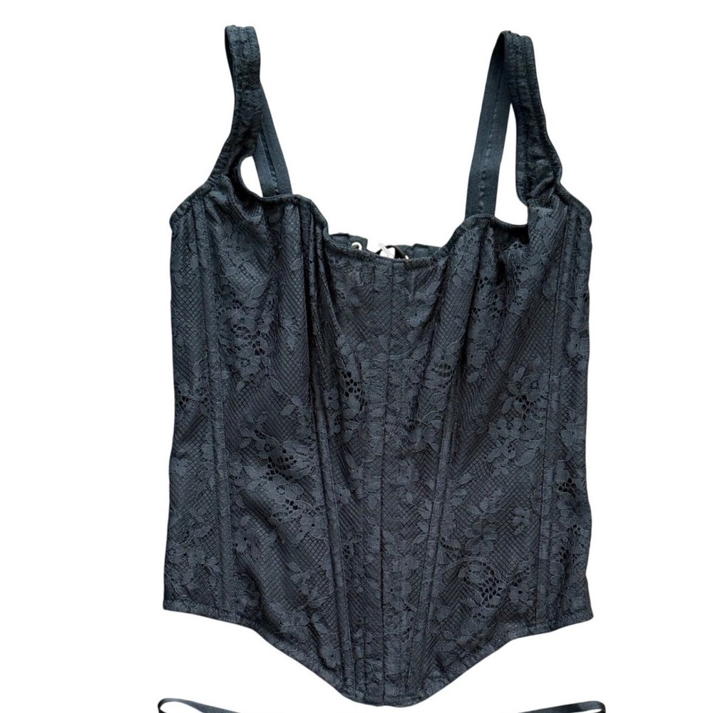 Victoria's Secret The Classic Corset Top Black Floral Lace Small NWT Whimsigoth